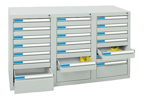 stumpf Schubladenschrank Esta mit 21 Schubladen, grau, B 1000 mm, H 900 mm, 251954