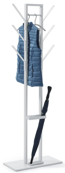 Deskin Garderobenständer PARITTA PLUS, 6 Hut-/ Mantelhaken, Metall pulverbeschichtet weiß, H 1650 x B 560 x T 280 mm, 278877