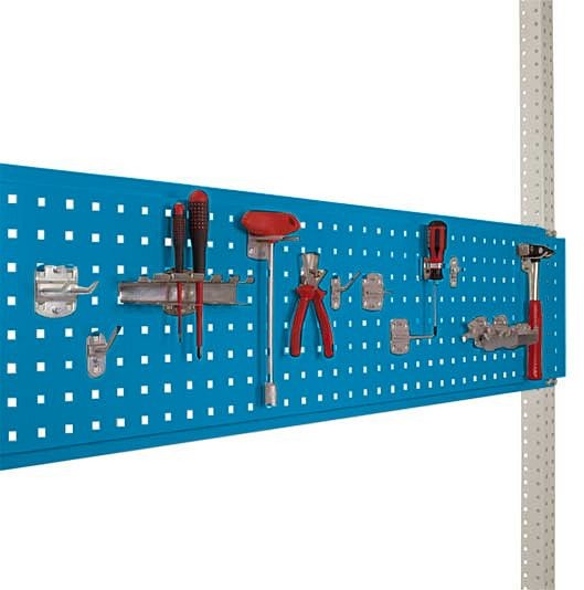 Manuflex Werkzeug-Lochplatte für Stahl-Aufbauportale, Nutzhöhe = 300 mm, für Tischbreite 1000 mm, Lichtblau, ZB3341.5012