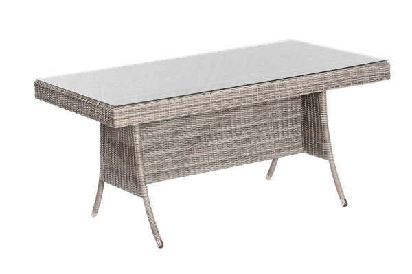 Merxx Teneriffa Tisch, 160 x 90 cm, zerlegbar, grau/beige, Aluminiumgestell mit Kunststoffgeflecht, 28326-257