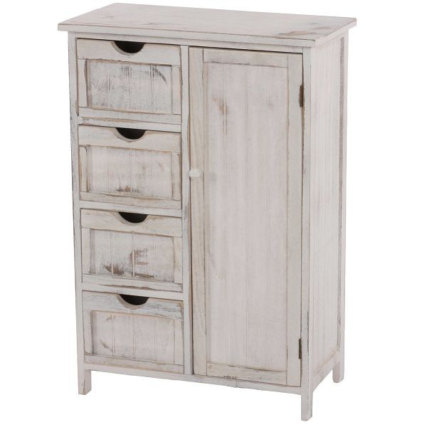 Mendler Kommode HWC-D12, Schrank Schubladenkommode, Shabby-Look Vintage 82x55x30cm, weiß, 35432