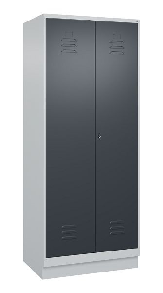 C+P Mehrzweckschrank Classic PLUS, Putzmittel-Spind, Sockel, 2 Abteile, 1950x800x500mm, 7035/7016, Zylinderschloss, 080120-02 S10023