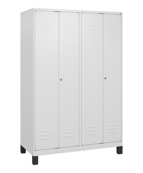 C+P Umkleidespind Classic PLUS SW, Füße, 4 Abteile, 1800x1200x500mm, 9016/9016, Zylinderschlösser, 0800127-40 S10029