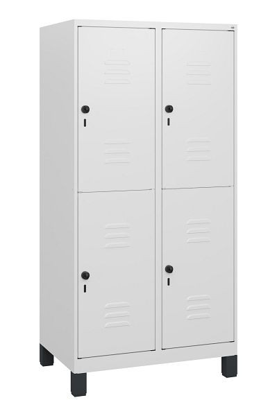 C+P Doppelstöckiger Spind Classic PLUS, Füße, 2 Abteile, 1630x800x500mm, 9016/9016, Drehriegel, 0803105-22 S10014