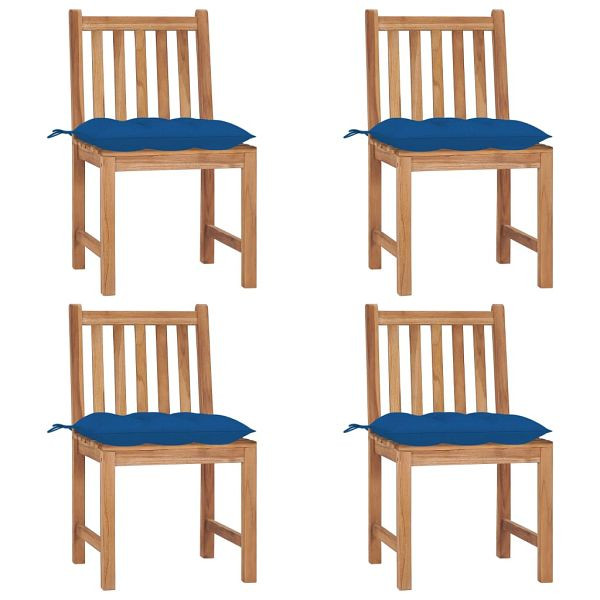 vidaXL Gartenstühle 4 Stück mit Kissen Massivholz Teak, 3073113