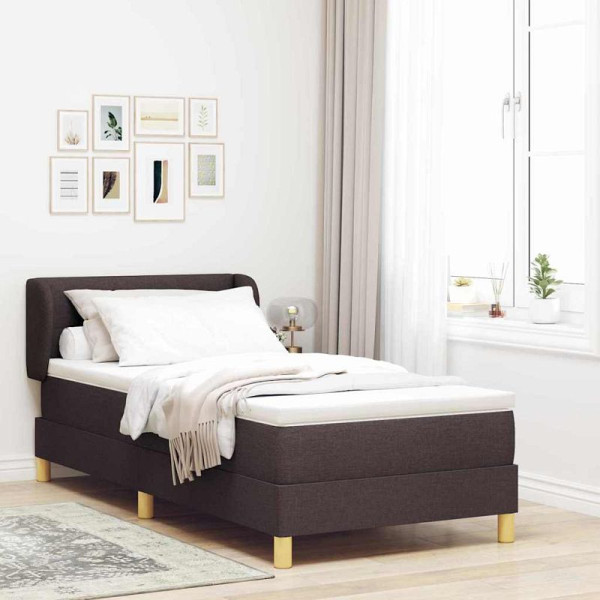 vidaXL Boxspringbett mit Matratze Creme 90x200 cm Stoff Dunkelbraun, 3340195