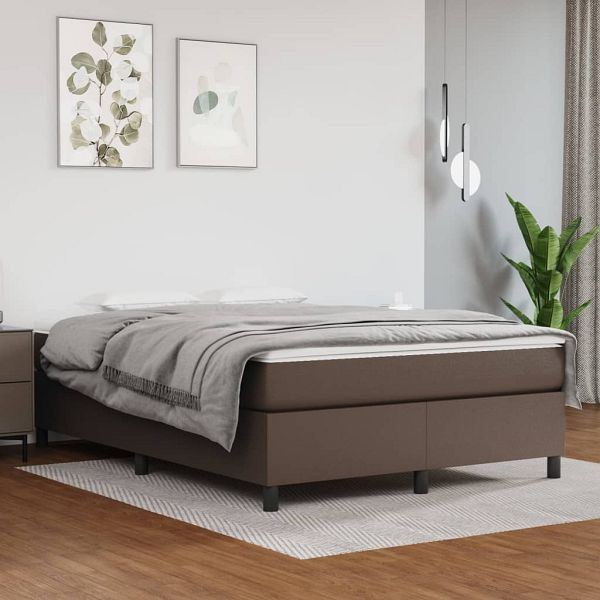 vidaXL Boxspringbett mit Matratze Braun 140x190 cm Kunstleder, 3144605