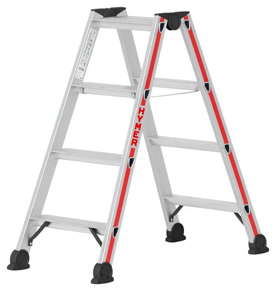HYMER Stufenstehleiter, beidseitig begehbar, 2x4 Stufen, Länge 1,03 m, Standhöhe: 0,42 m, 402408