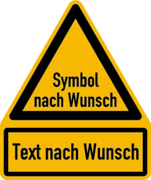 Schilder Klar Warnzeichen Kombischild Symbol und Text nach Wunsch, 200x237 mm Folie selbstklebend, 7504/62