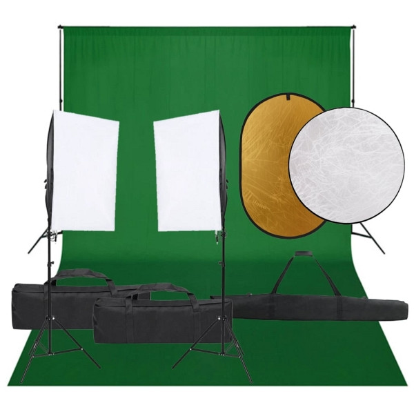 vidaXL Fotostudio-Set mit Beleuchtung, Hintergrund und Reflektor, 3094758