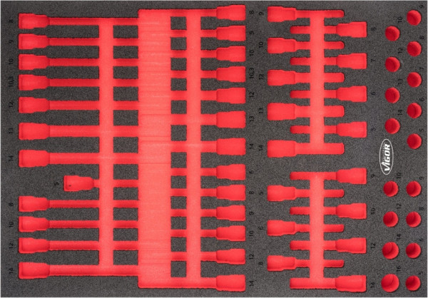 VIGOR 2-Komponenten Weichschaum-Einlagen, Einlagenmaß / Schubladengröße: L (563 x 393 x 35 mm), Verwendung: V6810, V6810-L
