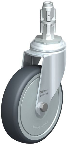 Blickle LKRA-TPA 126K-11-FK-E13 Apparate-Lenkrolle mit Expander, Thermoplastisches Gummi-Elastomer, Grau, 638569