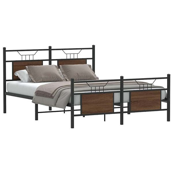 vidaXL Bettgestell ohne Matratze Braun Eiche 150x200 cm Holzwerkstoff, 4106861