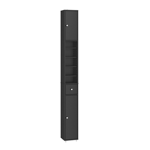 SoBuy Badezimmerhochschrank mit einer Schublade Schwarz 20x20x180 cm, Funktional, BZR34-II-SCH