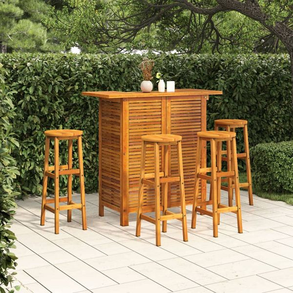 vidaXL 5-teilig Gartenbar-Set Massivholz Akazie, 3116001
