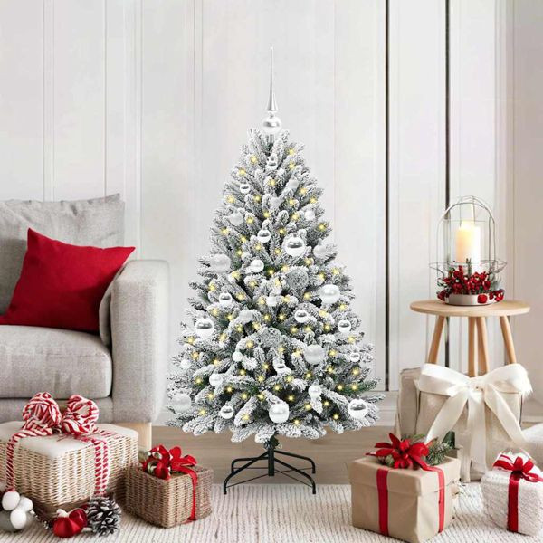 vidaXL Künstlicher Weihnachtsbaum Grün und Weiß 120 cm PVC und Metall, 3395735