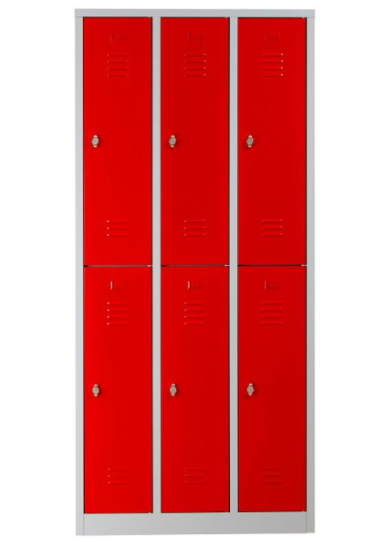 Gürkan Garderobenschrank, 50 x 90 x 195 cm, Lichtgrau, Feuerrot, Vorhangschloss, WRC.6(3.2).19590, 106126
