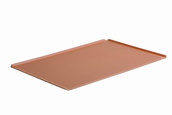 Schneider Backblech Aluminium 400 x 600 mm silikonisiert rot, 4 Seiten 45 ° 10 mm hoch, gelocht 3mm, 381102