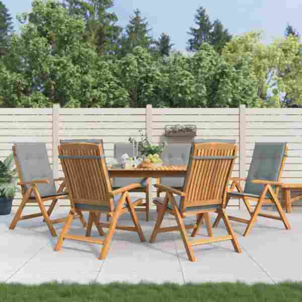 vidaXL Gartenstühle mit Kissen 6 Stück Massivholz Teak, 3196494