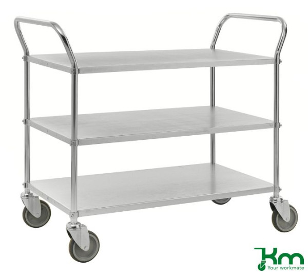 Kongamek Leichter Etagenwagen, 4 Lenkrollen, 2 davon mit Bremsen, Verzinkt, KM4148-EB