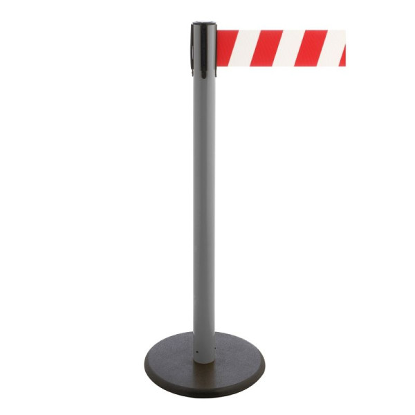 Stein HGS Personenleitsystem -P-Line Premium-, anthrazit, rot/weiß diagonal (schraffiert), mit Gurtendstück (Standard), Gurtlänge: 2,3 m, 34244a-1302