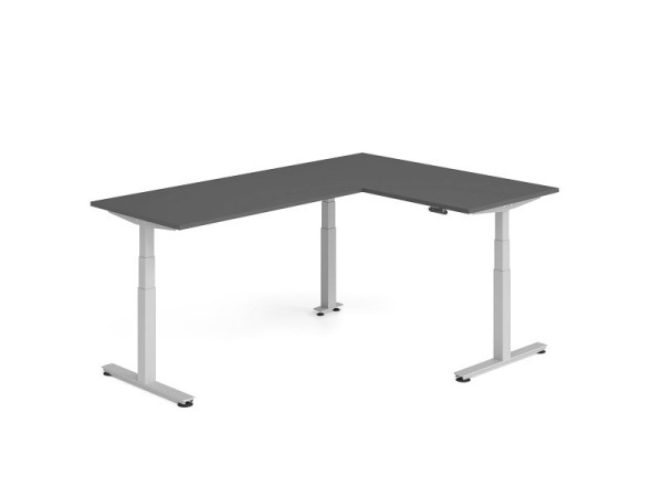 Hammerbacher Sitz-Steh-Winkeltisch 240x160cm Graphit/Silber, VXDSMW1616/G/S