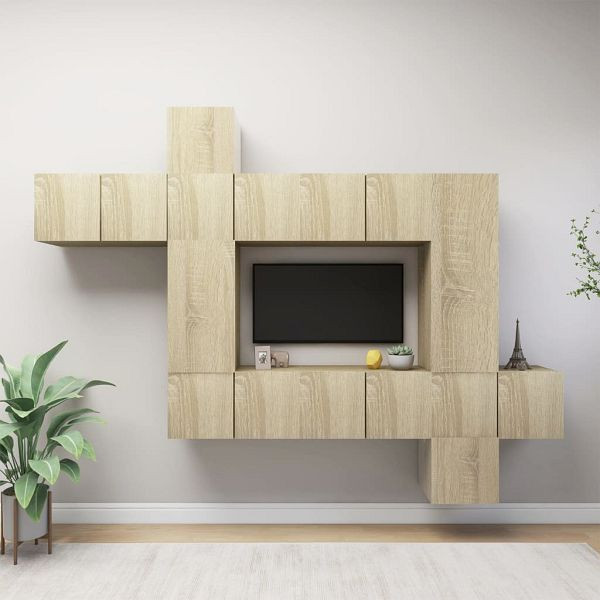vidaXL 10-teilig TV-Schrank-Set Sonoma-Eiche Holzwerkstoff, 3079052
