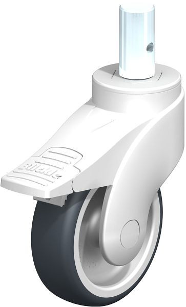 Blickle LWK-TPA 101G-FI-ZA55 Kunststoff-Lenkrolle WAVE mit Zapfen & Feststeller, Thermoplastisches Gummi-Elastomer, Grau, 744670