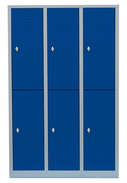 Lüllmann Stahl-Kleiderschrank / Garderobenschrank, 1800 x 1185 x 500 mm, Lichtgrau/Enzianblau, 523231