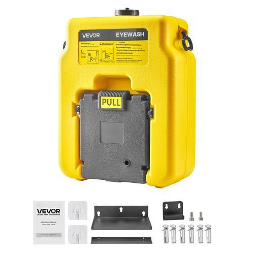 VEVOR Augenspülstation 53 L, OSHA-zugelassene Augendusche, Wand-/Flächenmontage, 2 Düsen, Erste Hilfe, Gelb, BXSXYQ20241JMI5DG001V0