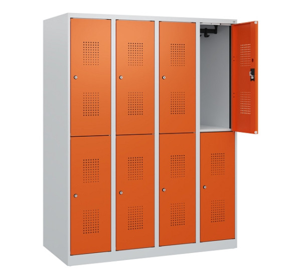 C+P Doppelstöckiger Spind Evolo PLUS, 8 Fächer, 1530x1200x500mm, 7035/2004, Zylinderschloss, 0493005-40 S10022
