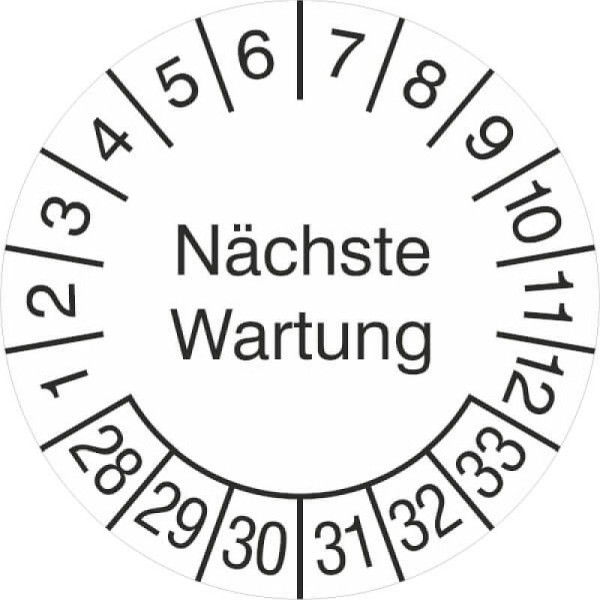 Stein HGS Prüfplaketten ohne Jahresfarbe (6 Jahre), Nächste Wartung, 2028-2033, 31.c2185-28