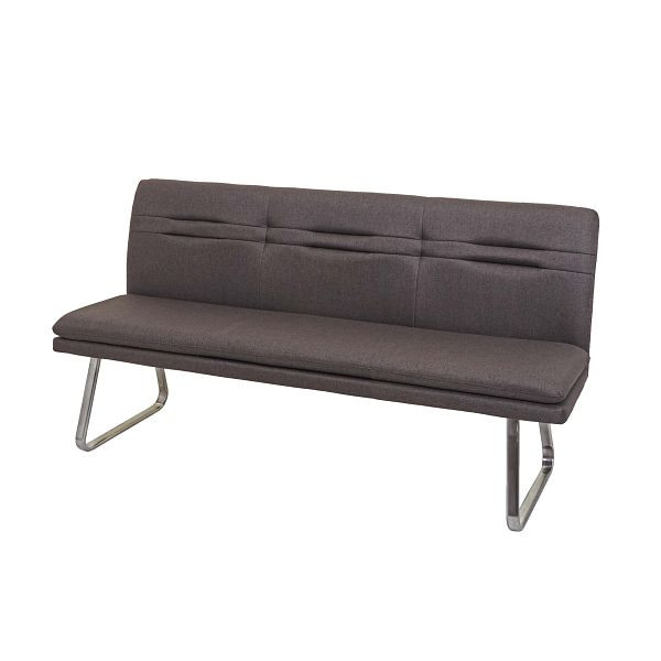 Mendler Sitzbank HWC-H70, Esszimmerbank Bank Polsterbank, Rückenlehne Stoff/Textil Edelstahl gebürstet, grau-braun 180cm, 73916+73961