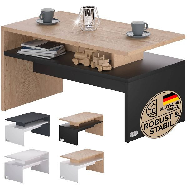 casaria Couchtisch Sacramento Holz/Grau 95x55x50cm, 109569