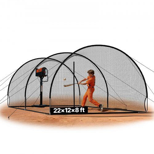 VEVOR Baseball Schlagkäfig 678x370x240 cm, Tragbares Trainingsnetz mit 4-lagigem Polyester & Öffnung für Wurfmaschinen, BYBLXWKWBX2278PO7001V0
