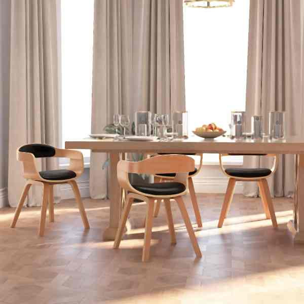 vidaXL Esszimmerstühle 4 Stück Schwarz Bugholz und Kunstleder, 3092385