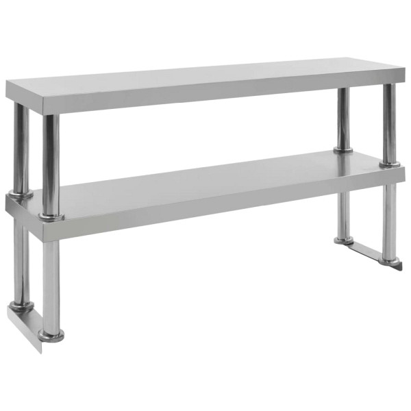 vidaXL 2-stufiger Arbeitstisch-Aufsatz 120 x 30 x 65 cm Edelstahl, 51193