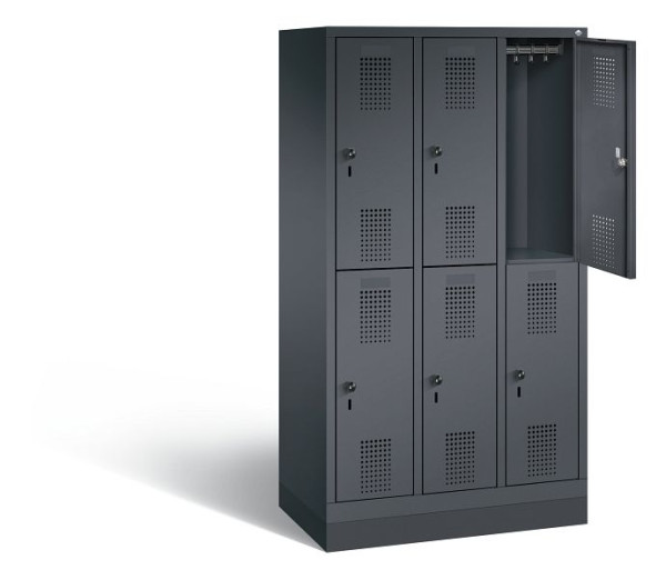 C+P Spind doppelstöckig Evolo, H1600xB900xT500mm, Farbe: Schwarzgrau, 483206-30 S10085