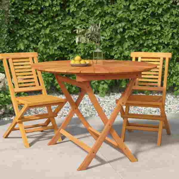 vidaXL Gartentisch Klappbar Ø 85x75 cm Massivholz Teak, 362619