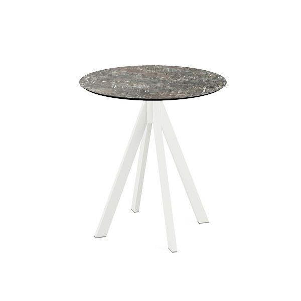 Feros Infinity Terrassentisch Weiß gestell + Galaxy Marble HPL Ø70 cm, 120021570