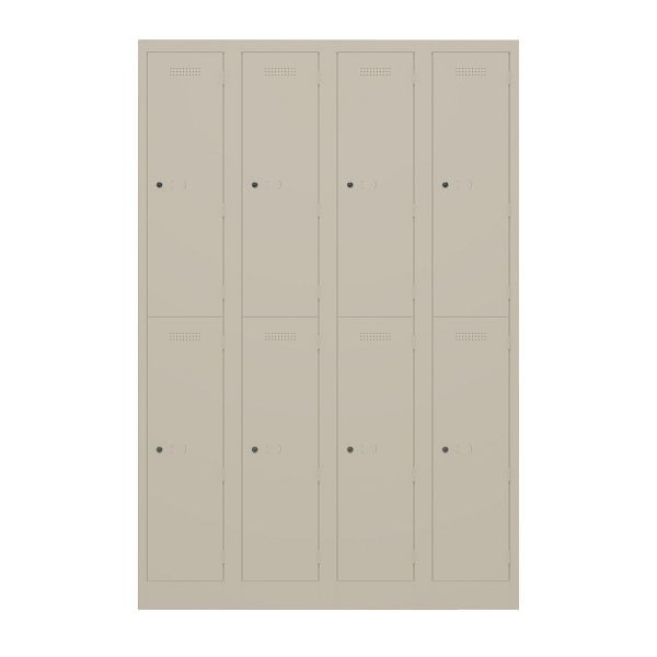 Bisley Garderobenschrank Primary Locker, 4 Abteile, je 2 Fächer, 643 sand, PL3050Q2643