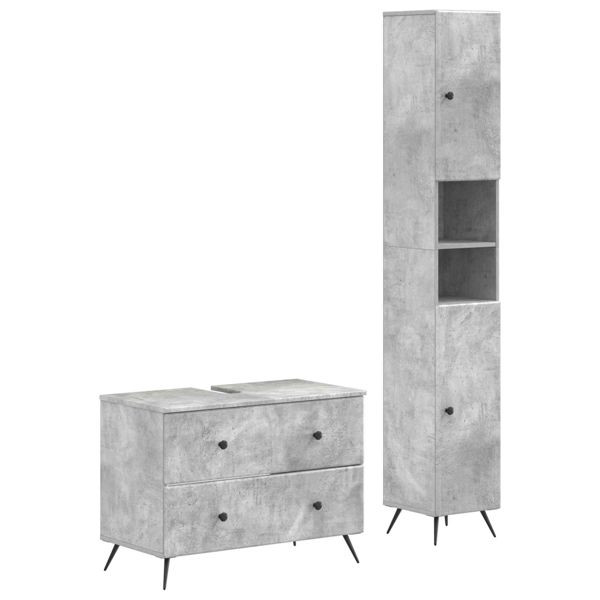 vidaXL 2-teiliges Badezimmer Schrank Set BREDA Betongrau Holzwerkstoff, 3417561