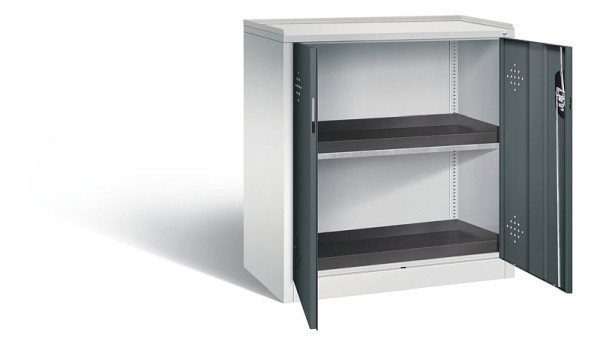 C+P Umweltschrank Acurado, H1000xB930xT500mm, Farbe: Lichtgrau / Anthrazitgrau, Muldengriff, 8821-316 S10104