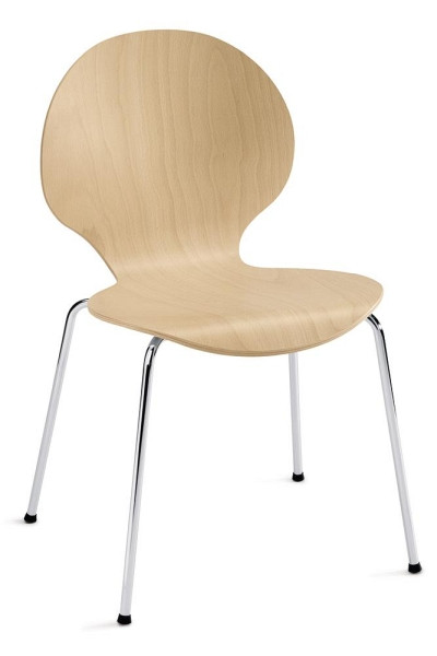 Deskin Besucherstuhl CURVE, 4-Fuß Gestell verchromt, Buchenschichtholz, VE: 4 Stück, 208126