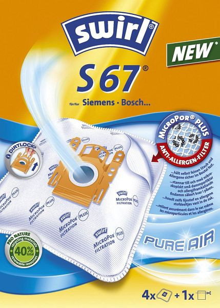 Swirl Staubfilter-Beutel - Marke Siemens/Bosch - S 67 AirSpace, VE: 4 Stück, 622189