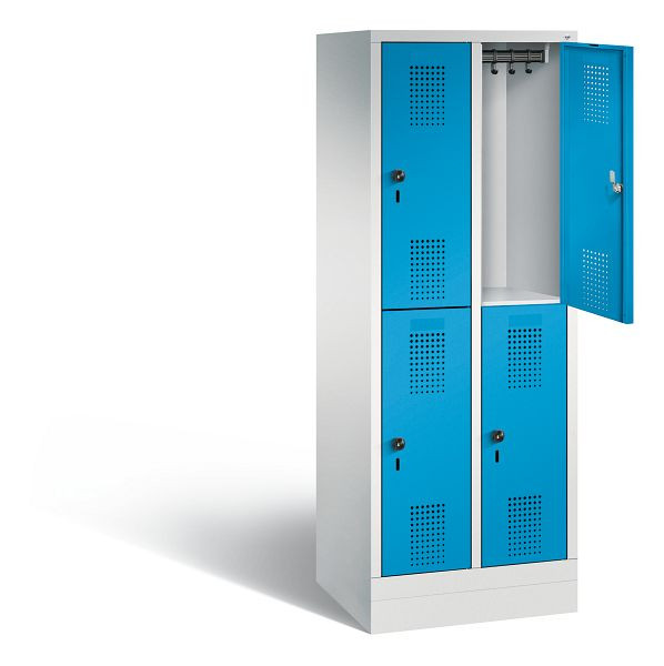 C+P Spind doppelstöckig Evolo, H1600xB610xT500mm, Farbe: Lichtgrau / Lichtblau, 483206-20 S10044