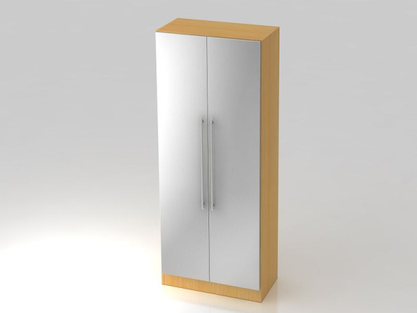 Hammerbacher Schrank 5OH mit Sockelblende Relinggriff Buche/Silber, 80x42x200,4 cm (BxTxH), V7100/6/S/RE