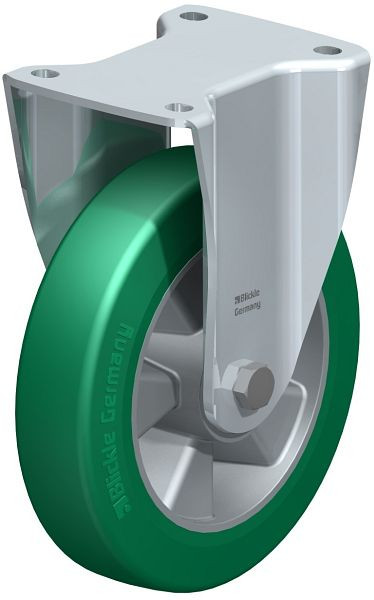 Blickle BH-ALST 200K Stahlblech-Bockrolle, Schwerlast-Ausführung, mit Anschraubplatte, Blickle Softhane®, Grün, 575878