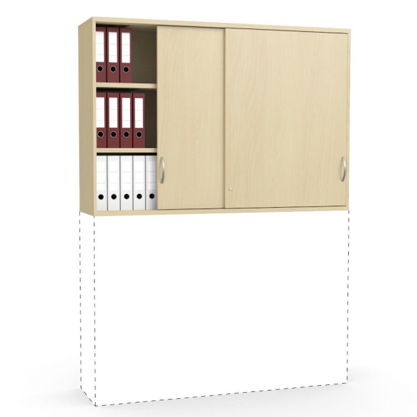 Deskin Schiebetüren-Aufsatzschrank MULTI M pro, Buchedekor, B 1600 x H 1110 x T 420 mm, 278089