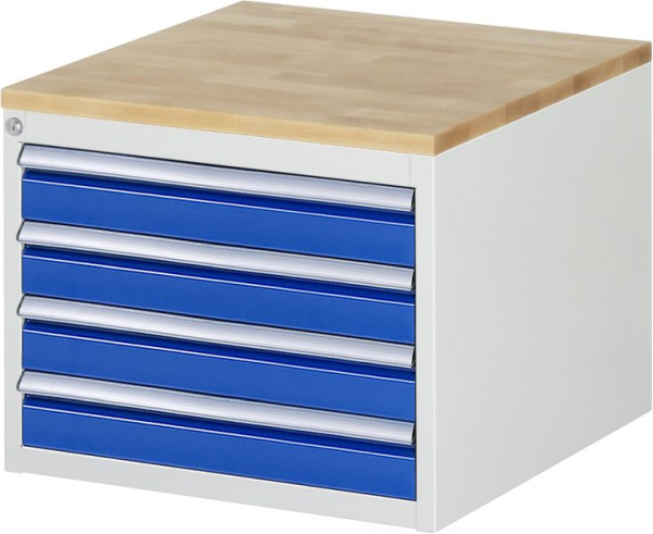 RAU Schubladenschrank Serie 7000, B580 x T650 x H465 mm, 4 x Schublade-Größe-L 4xH90 mm, Buche-Massiv-Arbeitsplatte, 03-L2.13A-B.11
